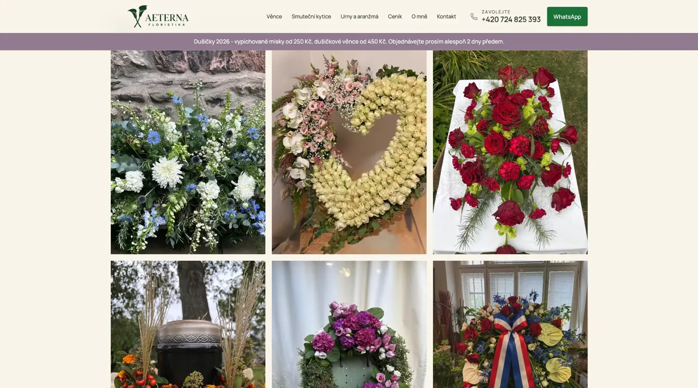Fotogalerie smutečních věnců a kytic Pavly Vebrové na novém webu